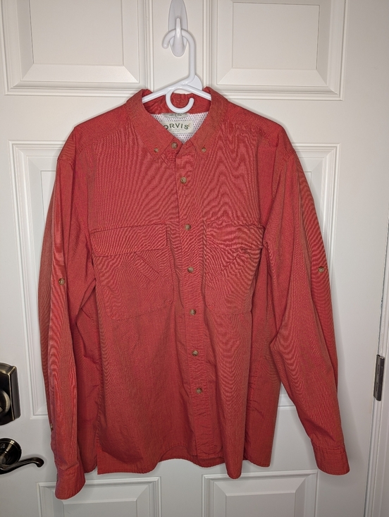 Orvis Other - Orvis Button Down Double Pocket Fishing Shirt Long Sleeve Men's Large Orange